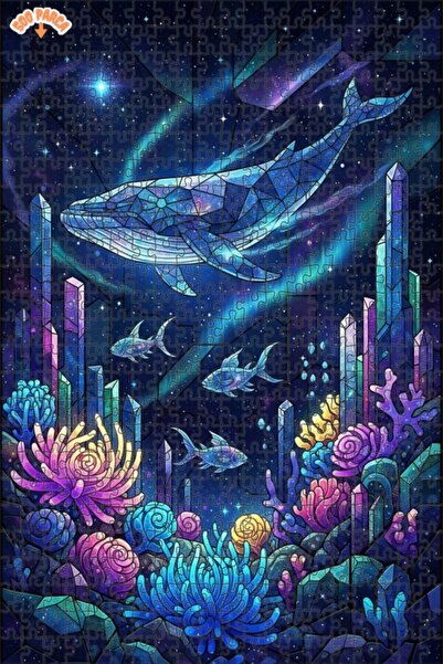 Teona Ahşap لغز خشبي بتصميم الحيتان الكريستالية والحياة البحرية الملونة بمظهر...