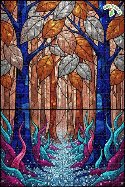 Teona Ahşap لغز خشبي مؤطر بطبقتين من الغابة الغامضة والشلال اللامع 800 قطعة 7...