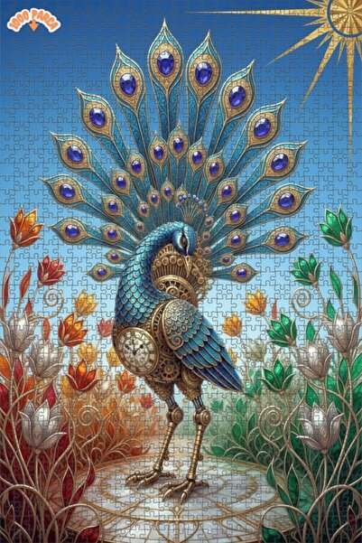 Teona Ahşap لغز خشبي مؤطر بفن الطاووس البخاري 1000 قطعة 70×50