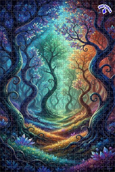 Teona Ahşap لغز خشبي مؤطر بطبقتين من ماسالي فورست دريم 600 قطعة 50x35