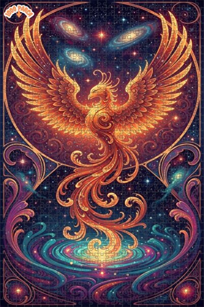 Teona Ahşap لغز خشبي مؤطر بطبقتين بمظهر لوحة زيتية لطائر الفينيق الكوني السحر...