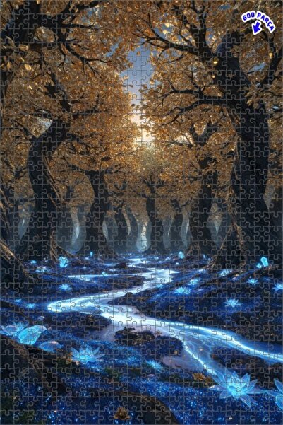 Teona Ahşap لغز خشبي مؤطر بطبقتين بمظهر لوحة زيتية لغابة غامضة 600 قطعة 50×35