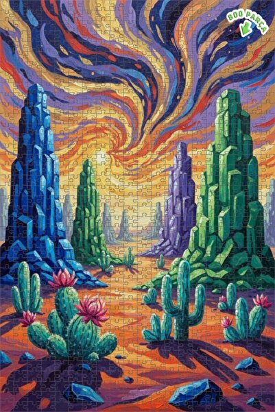 Teona Ahşap لغز خشبي مؤطر بطبقتين من فالي الكاكتوس السحري 800 قطعة 70×50