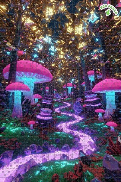 Teona Ahşap لغز خشبي مؤطر بطبقتين من فن الغابة الفطرية السحرية الرقمي 800 قطع...