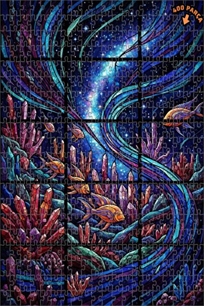 Teona Ahşap لغز خشبي بإطار مزدوج الطبقات من جالاكسي فيش كريستال آرت 400 قطعة ...