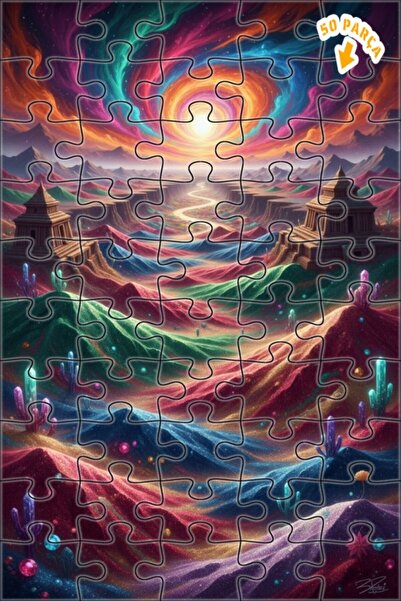 Teona Ahşap Mysterious Galaxy Oasis Double Layer Framed Wooden Puzzle 50 Piec...