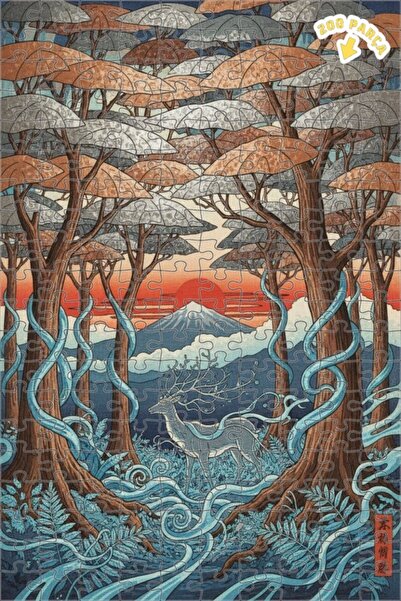 Teona Ahşap لغز خشبي بمظهر لوحة زيتية لغزال الغابة الغامض، 200 قطعة، 25×35 سم