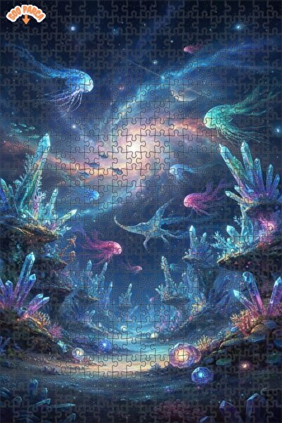 Teona Ahşap لغز خشبي بإطار مزدوج الطبقات من كريستال جالاكتيك تحت البحر 500 قط...