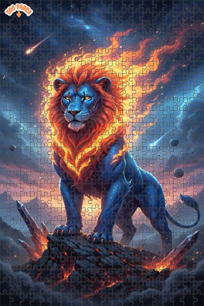 Teona Ahşap لغز خشبي بإطار مزدوج الطبقات من فن الرقمية بتصميم الأسد الأزرق مع...