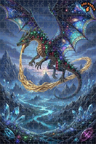 Teona Ahşap Crystal Dragon Galaxy Art Double Layer Framed Wooden Puzzle 400 P...