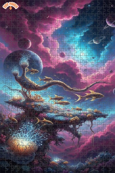 Teona Ahşap لغز خشبي بإطار مزدوج الطبقات من جالاكتيك كورال سي 500 قطعة 50x30