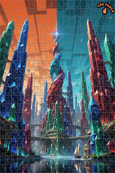 Teona Ahşap لغز خشبي بإطار مزدوج الطبقات من كريستال سيتي تيل، 400 قطعة، 35×35