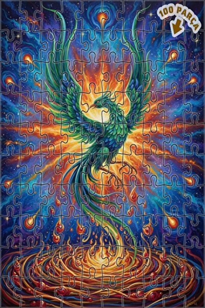 Teona Ahşap لغز فني بمظهر لوحة زيتية لطائر الفينيق الأسطوري 100 قطعة 25×25