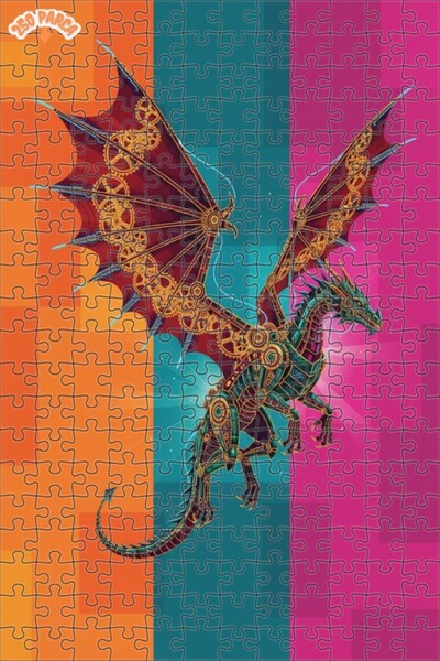 Teona Ahşap لغز خشبي ميكانيكي على شكل تنين بإطار مزدوج الطبقات 250 قطعة 30×30