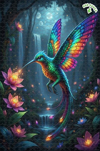 Teona Ahşap لغز خشبي مؤطر بطبقتين بتصميم فني ساحر لطائر الفراشة والشلال 800 ق...