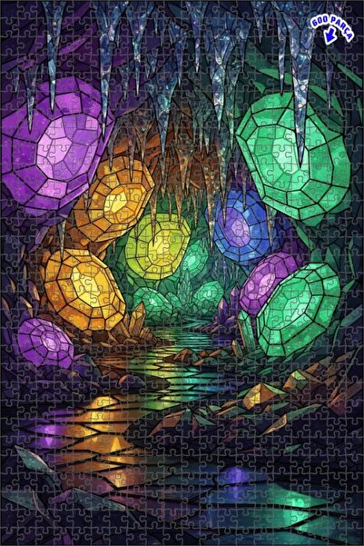 Teona Ahşap منظر الكهف الكريستالي بمظهر الألوان المائية 600 قطعة 50×35