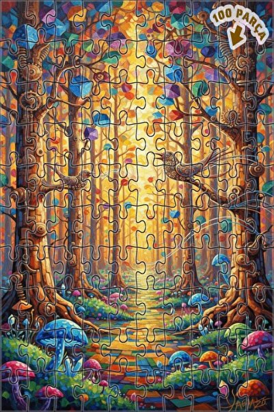 Teona Ahşap لغز خشبي مؤطر بطبقتين بمظهر لوحة زيتية لطيور الغابة السحرية 100 ق...