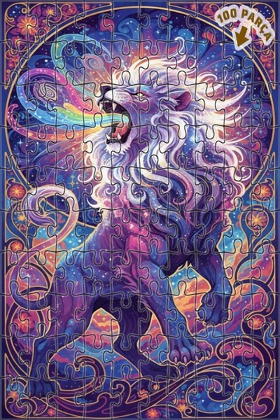 Teona Ahşap لغز خشبي بإطار مزدوج الطبقات بمظهر لوحة زيتية لأسد كوني 100 قطعة ...