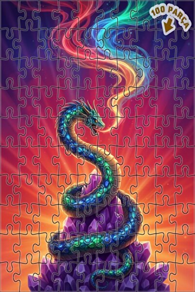 Teona Ahşap لغز خشبي مؤطر بطبقتين من فن التنين السحري الكريستالي 100 قطعة 25x25