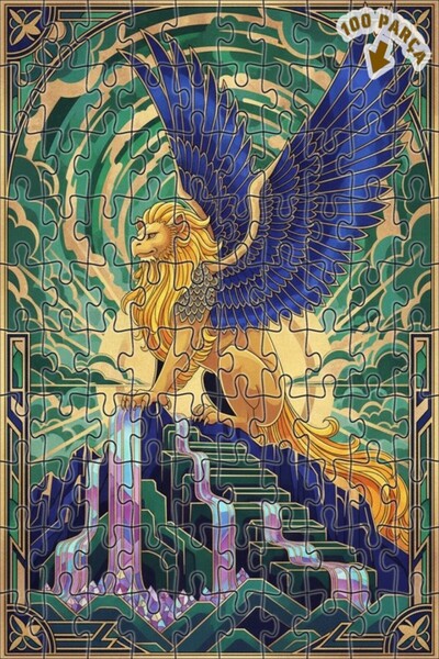 Teona Ahşap لغز خشبي مؤطر بطبقتين على شكل حيوان الأسد ذو الأجنحة الغامضة 100 ...