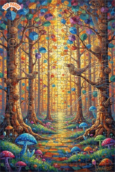 Teona Ahşap لغز خشبي مؤطر بطبقتين بمظهر لوحة زيتية لطيور الغابة السحرية 250 ق...