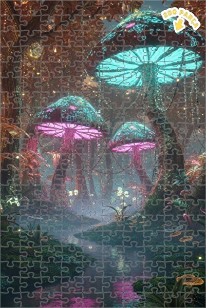 Teona Ahşap لغز خشبي بإطار مزدوج الطبقة مطبوع عليه فن رقمي من غابة الفطر السح...