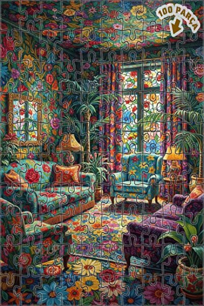 Teona Ahşap لغز خشبي مؤطر بطبقتين بمظهر لوحة زيتية لحديقة الزهور السحرية 100 ...