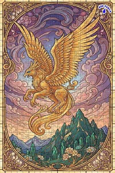 Teona Ahşap لغز خشبي بإطار مزدوج الطبقات من Golden Winged Griffin Art 600 قطع...