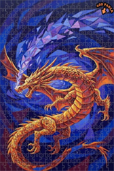 Teona Ahşap لغز خشبي مؤطر بطبقتين بمظهر لوحة زيتية لتنين سحري 400 قطعة 35×35