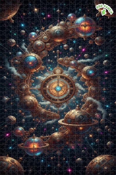 Teona Ahşap لغز خشبي بإطار مزدوج الطبقات مع ساعة كونية غامضة 800 قطعة 70×50