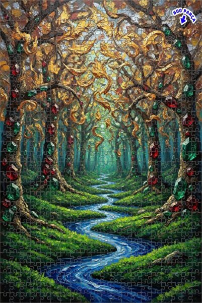 Teona Ahşap لغز خشبي مؤطر بطبقتين بمظهر لوحة زيتية، بتصميم مجوهرات الغابة الغ...