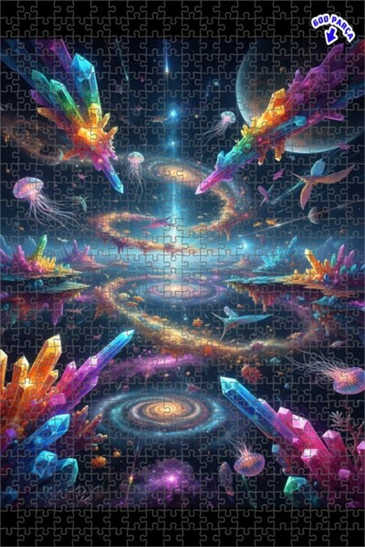 Teona Ahşap Crystal Galaxy Dream Double Layer Framed Wooden Puzzle 600 Pieces...