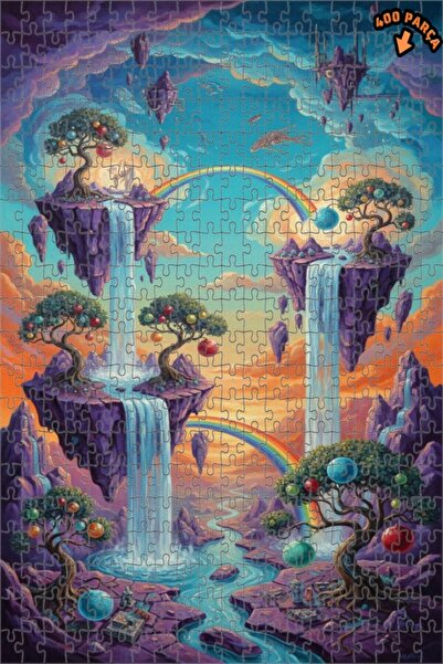 Teona Ahşap لغز فني بمظهر لوحة زيتية لشلالات السماء الخيالية 400 قطعة 35×35