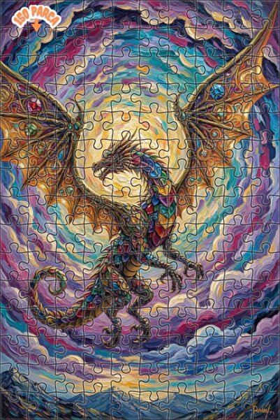 Teona Ahşap لوحة زيتية ملونة لملك السماء على شكل تنين، لغز خشبي بإطار مزدوج ا...