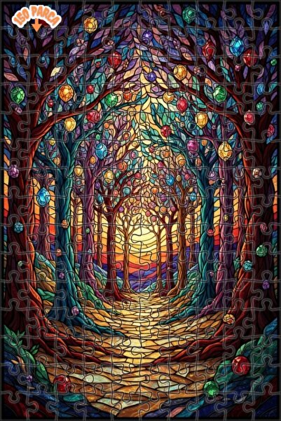 Teona Ahşap Magical Crystal Forest Illustration Wooden Puzzle 150 Pieces 20X30
