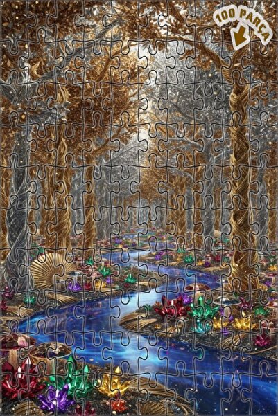 Teona Ahşap لغز خشبي مؤطر بطبقتين من الغابة الكريستالية السحرية 100 قطعة 25x25