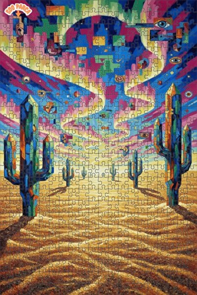 Teona Ahşap لغز خشبي حديث بإطار ذو طابقين بمظهر لوحة زيتية صحراوية من عالم ال...