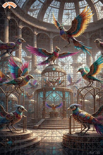 Teona Ahşap لغز خشبي رائع ملون على شكل طيور ستيمبانك معماري مزدوج الطابق مؤطر...