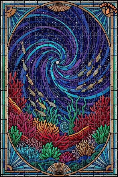 Teona Ahşap لغز خشبي مؤطر بطبقتين من موجة المحيط السحرية 400 قطعة 35x35