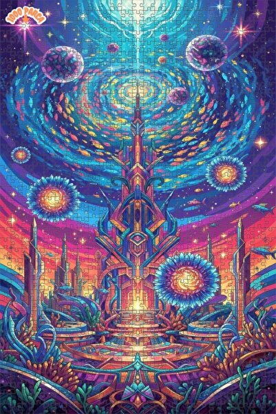 Teona Ahşap لغز خشبي بإطار ذو طابقين بمظهر لوحة زيتية لمدينة تحت الماء الفلكي...