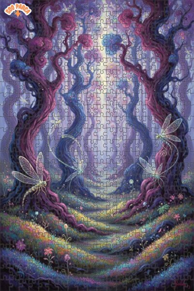 Teona Ahşap لغز خشبي مؤطر بطبقتين بمظهر لوحة زيتية لفراشات الغابة الغامضة 500...