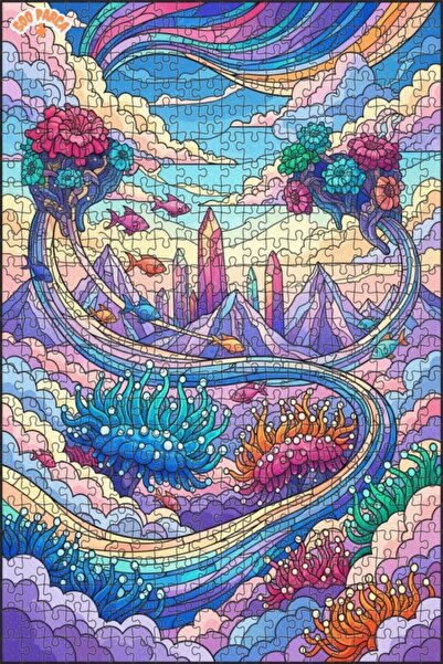 Teona Ahşap لغز خشبي رائع ذو طابقين بإطار ملون على شكل غواصة 500 قطعة 50x30