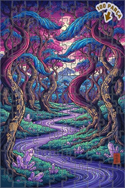 Teona Ahşap لغز خشبي مؤطر بطبقتين من غابة الغابة الغامضة 100 قطعة 25x25