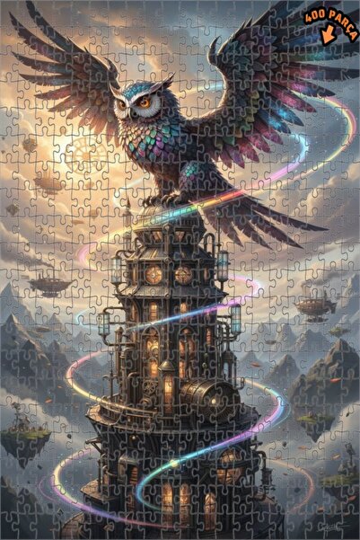 Teona Ahşap لغز خشبي بإطار مزدوج الطبقات بمظهر لوحة زيتية لبومة ميكانيكية سحر...