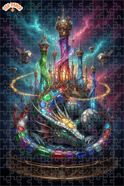 Teona Ahşap لغز خشبي بإطار من طابقين على شكل قلعة التنين الكريستالية 250 قطعة...