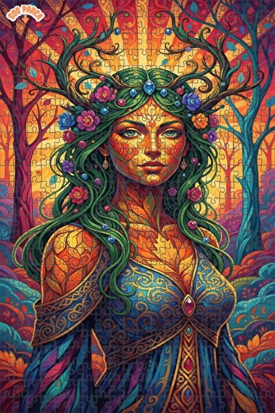 Teona Ahşap لغز خشبي بمظهر لوحة زيتية لآلهة الغابة السحرية الرئيسية 500 قطعة ...