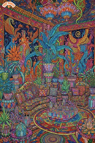 Teona Ahşap لغز خشبي بإطار مزدوج الطبقات بنمط زيتوني ملون بتصميم استوائي وذها...