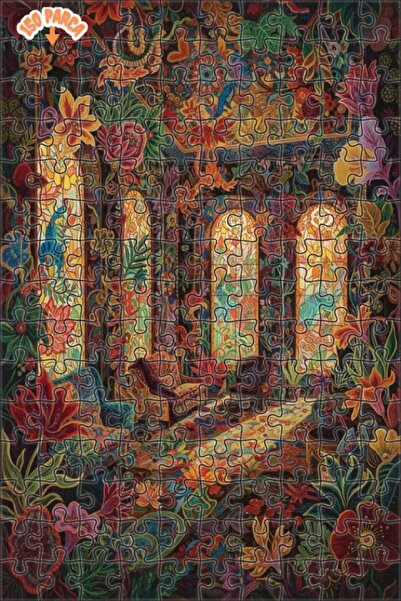 Teona Ahşap غرفة سحرية من الفن البوهيمي لوحة زيتية ذات طابقين مع إطار خشبي 15...