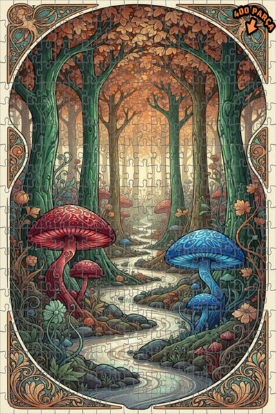 Teona Ahşap لغز خشبي مؤطر بطبقتين من فطر الغابة السحرية 400 قطعة 35x35