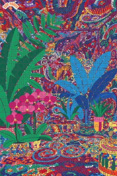 Teona Ahşap لغز خشبي بإطار ذو طابقين بتصميم فني فسيفسائي لغابة النمر 500 قطعة...